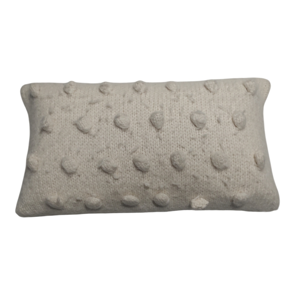Serena & Lily Auckland White Knit Alpaca Accent Pillow Down Insert 12" x 21"